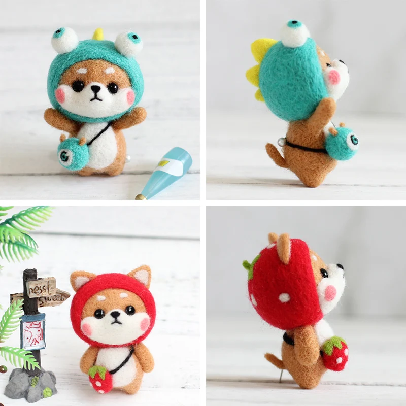 1Set Wool Felt DIY Package Non-Finished Cute Mini Dog Deer Craft For Handmade Needle Poked Kitting Material Set | Дом и сад