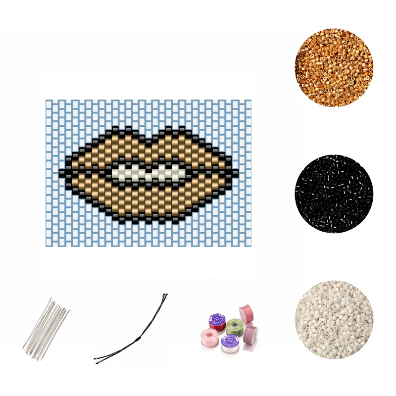 

FAIRYWOO Gold Lip Pendant Bracelet DIY Bangles Kit Miyuki Jewelry Making kit For Women Steampunk Accessories Gifts Wholesale