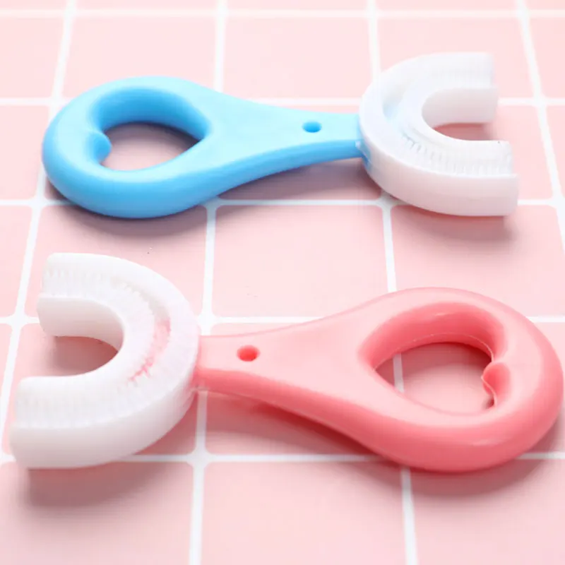 Детская зубная щетка для младенцев U-Силиконовая ручная Чистка рта с мультяшным