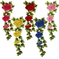 new embroidery floral flower patches sew on rose flowers patch diy decal apparel accessory decration application for clothes