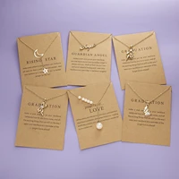 new arrival wish card butterfly pearl letter moon star pendant necklace women clavicle chain choker wedding couple jewelry gift