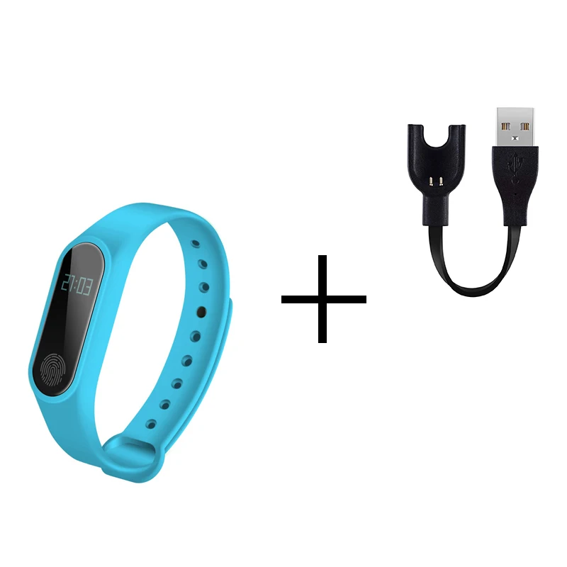 blue New M2 smart fashion sports watch fitness running tracker bracelet step blood pressure monitor with men and women children - Цвет: blue