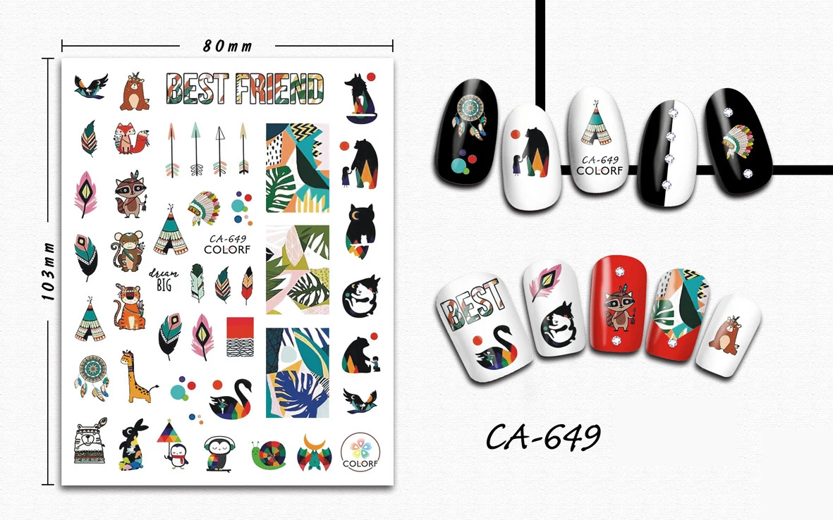 1 Pcs Nail Art Stickers Love Letters Design Decals Adhesive Decorations Chic Cartoon Elements Exotic | Красота и здоровье