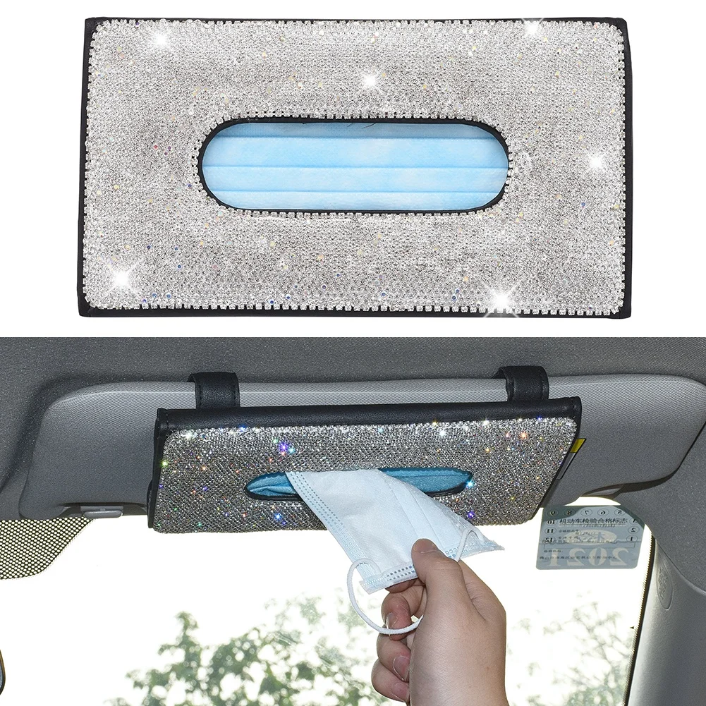 Прозрачный блестящий Автомобильный держатель для салфеток с солнцезащитным