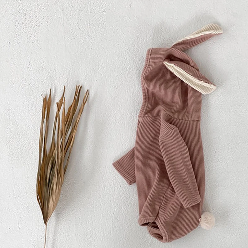 

Spring Baby Girl Cute Rabbit Long-sleeve Bag Fart Jumpsuit New Baby Clothes Infant Boy Hooded Romper Newborn Bodysuit