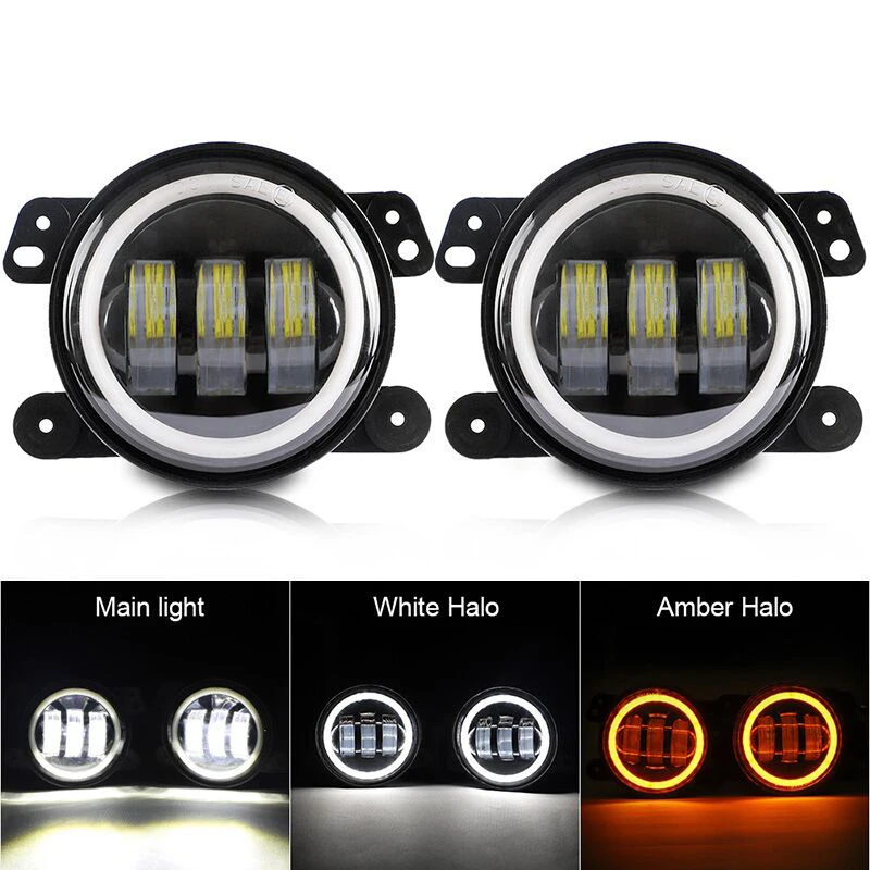 2 шт. 4 дюйма круглые светодиодные противотуманные фары 30 Вт белый янтарь Halo