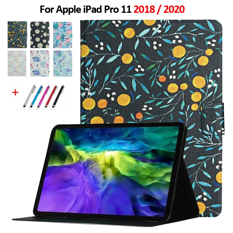 Чехол для iPad Pro 2020 11 дюймов кожаный чехол с цветочным принтом и подставкой 2018 /