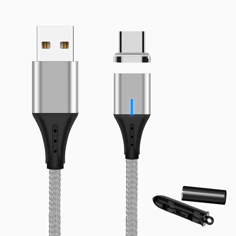 silver type c plug SUNPHG мобильного телефона 3A Магнитный кабель Зарядное устройство 2 м микро Тип usb C кабель для передачи данных для iPhone x samsung S8 S9 huawei Быстрая зарядка 3,0 - Цвет: silver type c plug