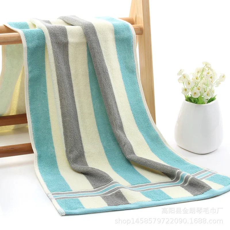 blue Cotton Color Stripe Long Travel Hotel Hostel Portable Washcloth Gym Yoga Running Large Towel Beach Sun Bath Towels Lovers Gift - Color: blue