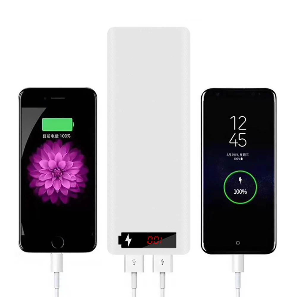 

10x18650 Battery Charger Box Dual USB Power Bank Battery Holder Case LCD Digital Display DIY 18650 Battery Shell Storage boxes