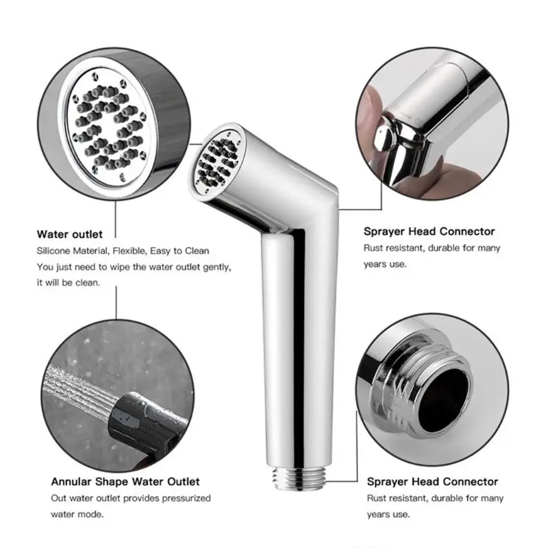 

Handheld Toilet Bidet Sprayer Set Kit Stainless Steel Hand Bidet Faucet for Bath