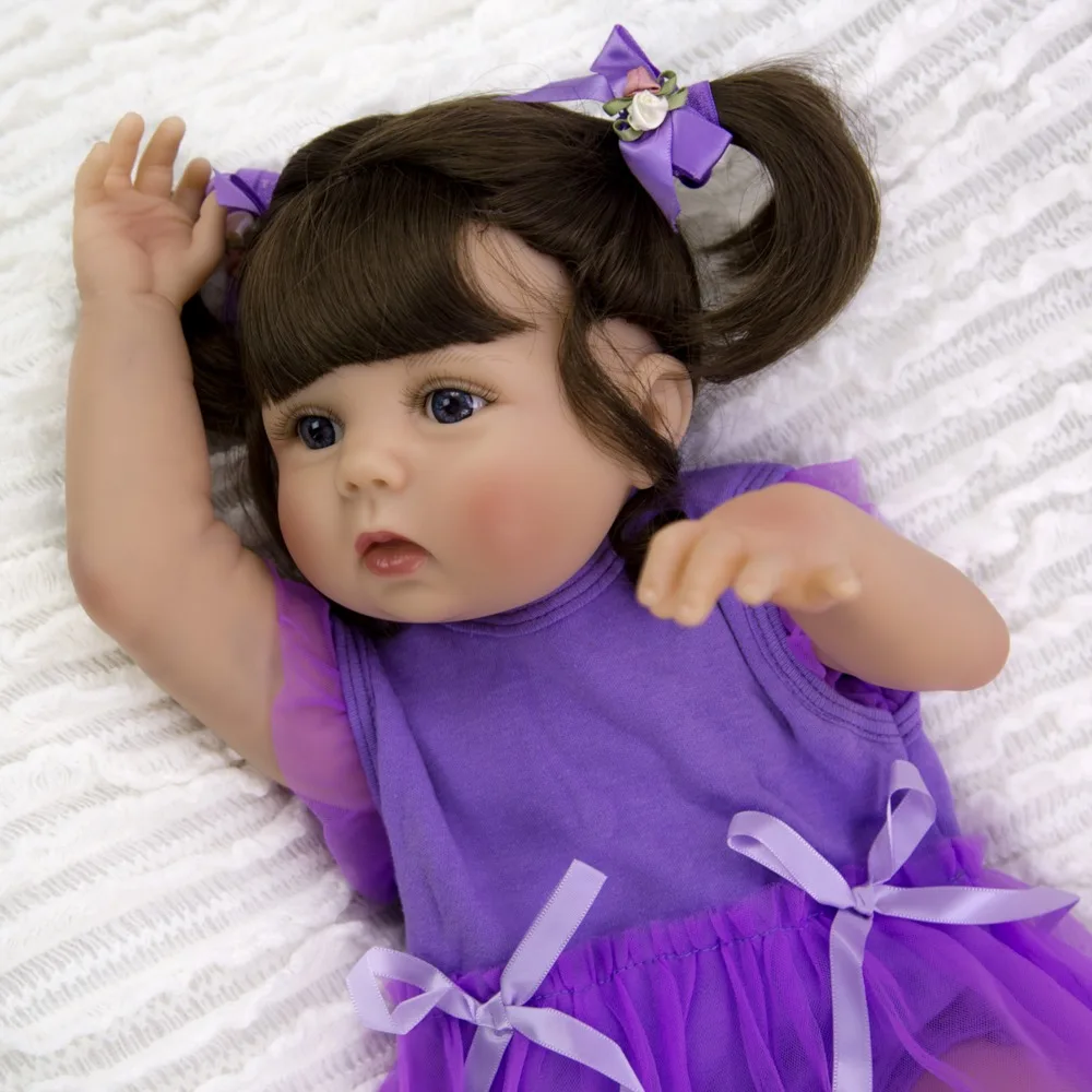 

Bebe reborn corpo de silicone inteiro Girl dolls 23inch 57cm tan skin reborn babies dolls toys for children gift