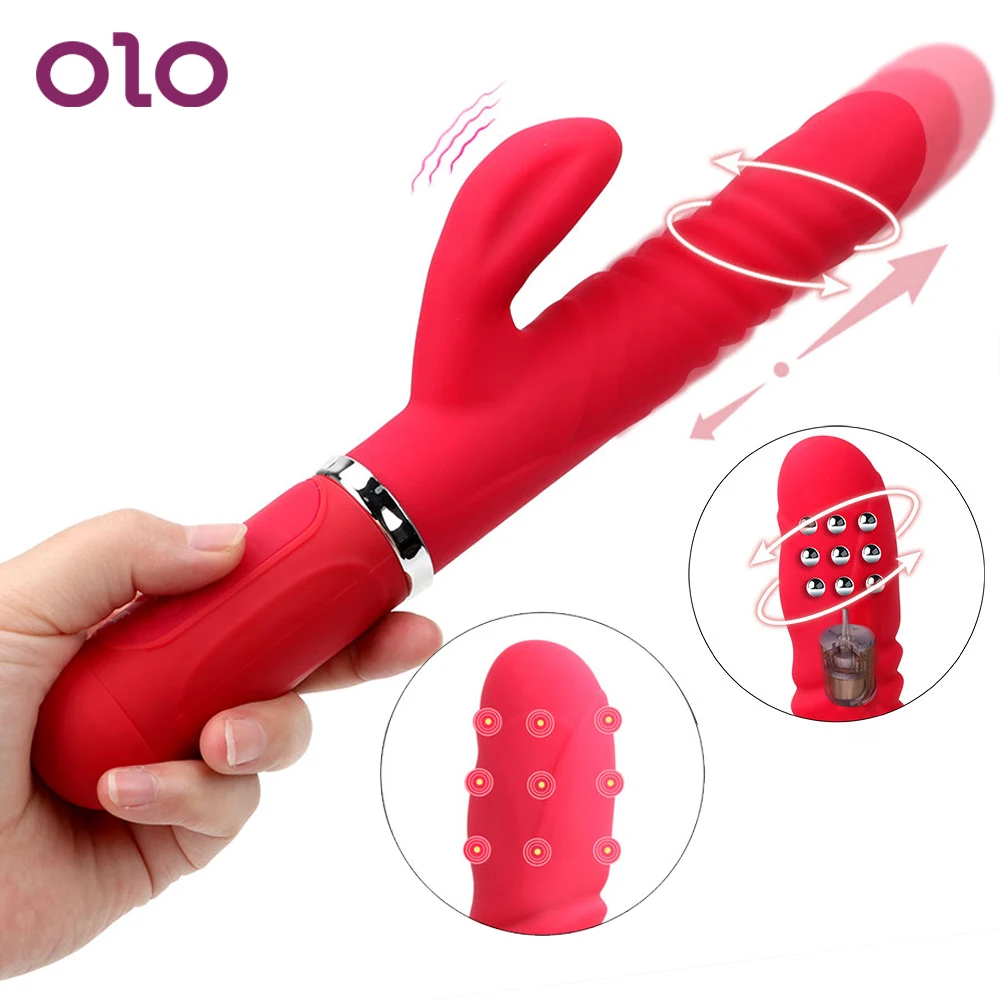 Оло кролик вибратор Телескопический вращение на 360 градусов фаллоимитатор
