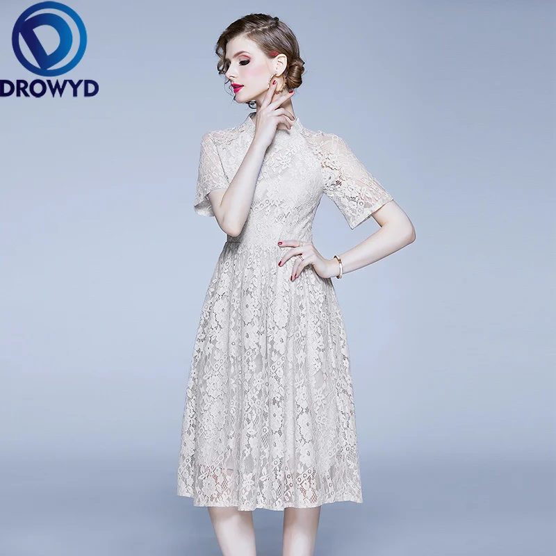 Женское винтажное кружевное платье трапеция DROWYD повседневное ТРАПЕЦИЕВИДНОЕ
