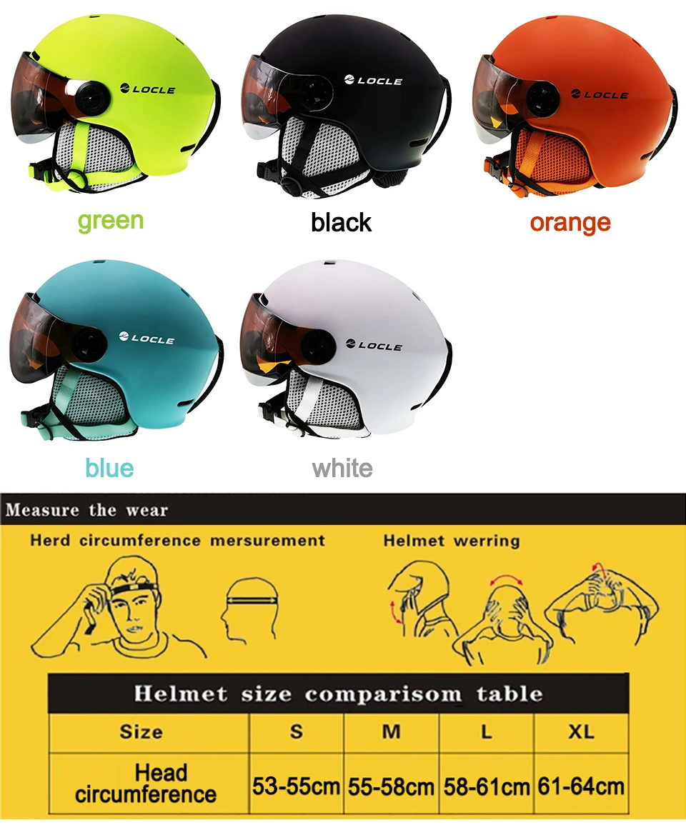 LOCLE Goggles лыжный шлем цельно-Формованный шлем для сноуборда для мужчин и женщин для катания на коньках скейтборд лыжный шлем с очками