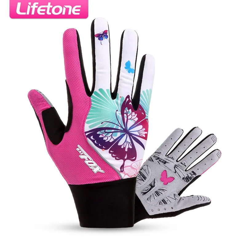 bicycle gloves full finger women Pink cycling bike summer Breathable Anti-slip MTB | Спорт и развлечения