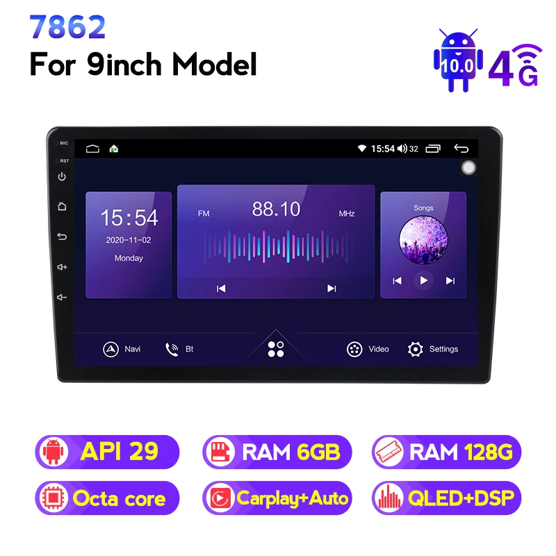 NaviFly 7862 6 ГБ + 128 Гб QLED 1280*720 Android 10 0 Универсальная автомобильная Стерео GPS карта для