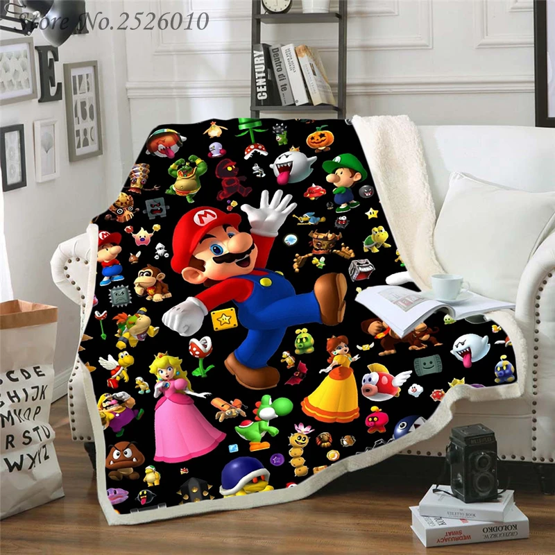 Детское плюшевое покрывало Super Mario 3D с рисунком из мультфильма для девочек шерпа