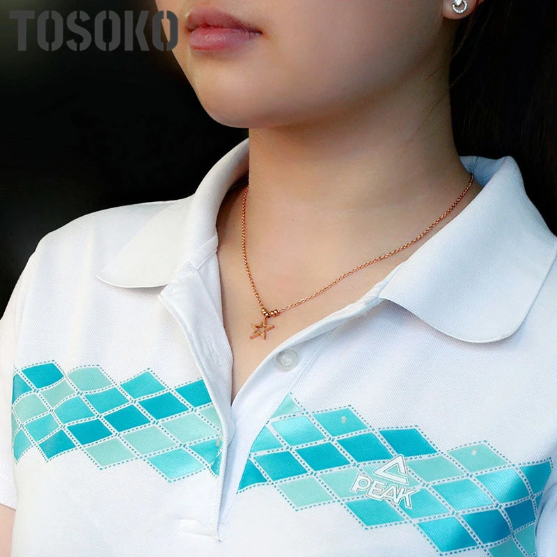 

TOSOKO Lucky Round Bead Five-Pointed Star Clavicle Necklace Star Necklace For Women Stainless Steel Jewelry Gift BSP204