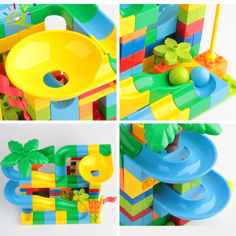 HUIQIBAO 114 шт. джунглей мрамора гоночная гонка строительные блоки Duploed лабиринт шар