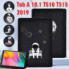 Чехол для планшета Samsung Galaxy Tab A 10,1 дюйма 2019 T510T515, черный кожаный чехол с астронавтом и бесплатным стилусом