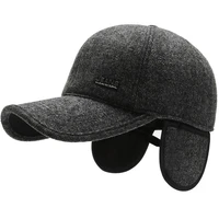 classic warm winter baseball cap men snapback hat with earflap gorras para hombre winter trucker cap brand fitted hat