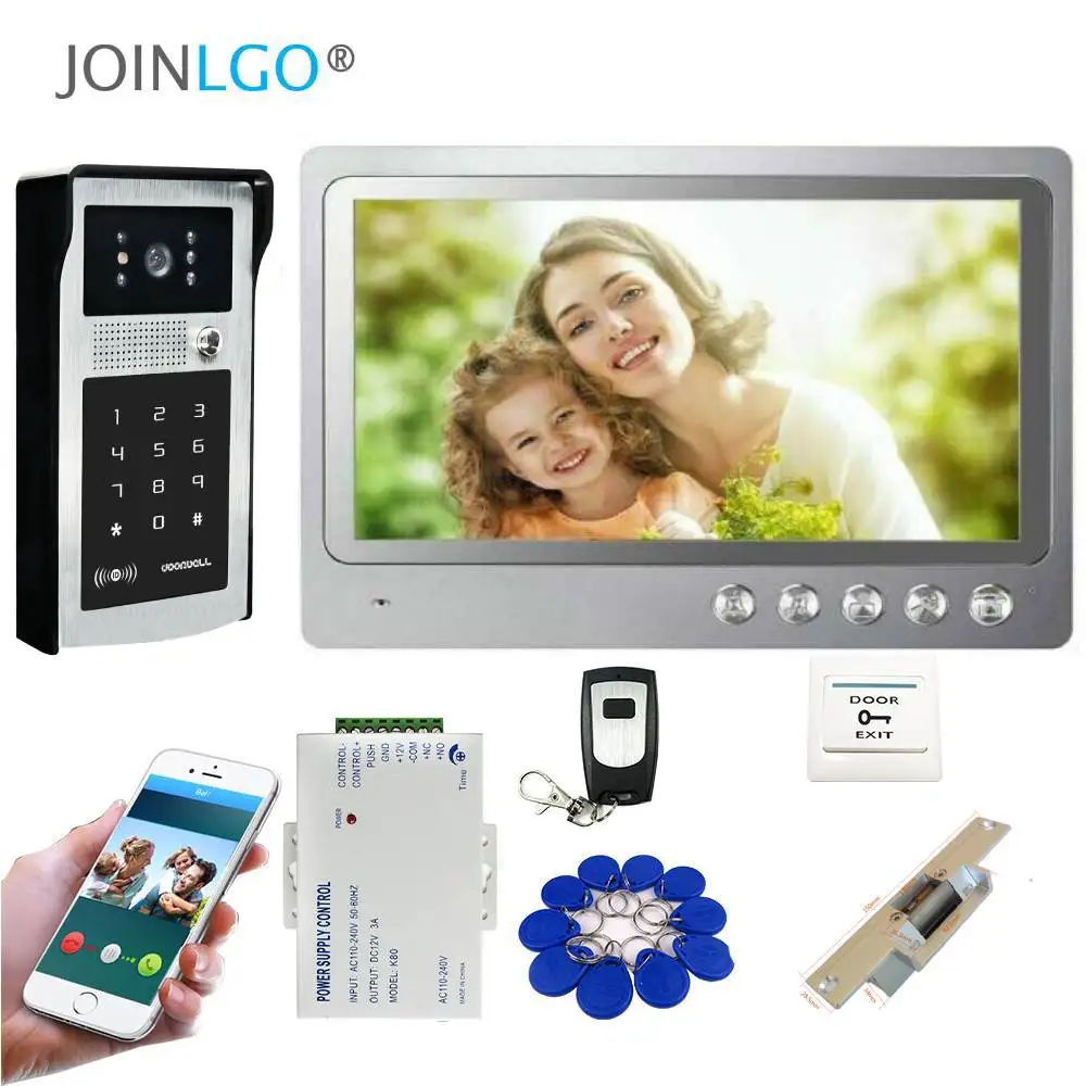 

WIFI Video Door Phone Record Intercom System Phone Remote Unlock View RFID Code Keypad Doorbell Camera 9" Monitor Electric Lock