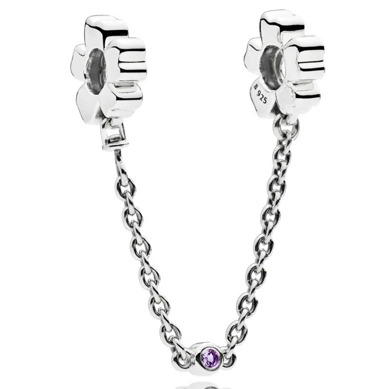 

Dangling Crown O Decorative Butterflies Daisy Flower Safety Chain Charm Fit Fashion Bracelet 925 Sterling Silver Beads Jewelry