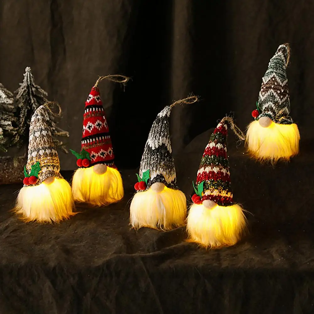 

Glowing Faceless Gnome Doll Pendant Christmas Tree Hanging Ornament 2021 Christmas Decoration For Home New Year 2022 Xmas Gift