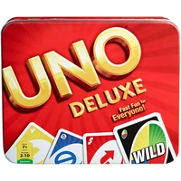 uno deluxe card game mattel games family funny entertainment board game fun poker playing toy gift box friend together play