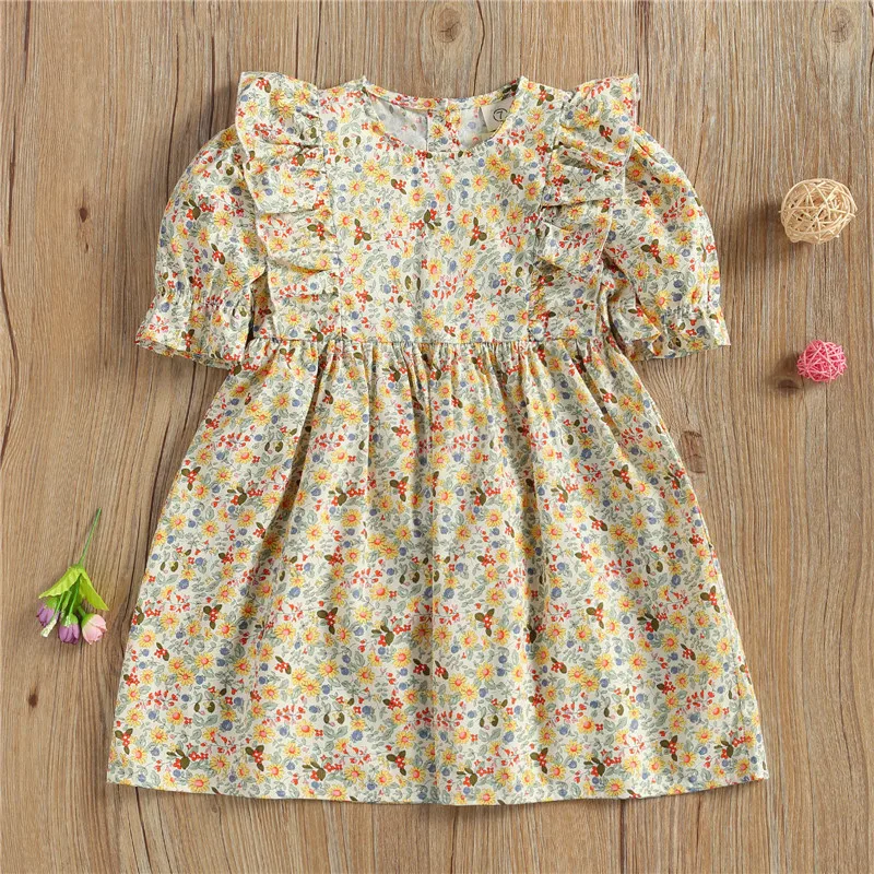 

Модное Цветочное платье с коротким рукавом для девочек, стильное детское платье для повседневной носки