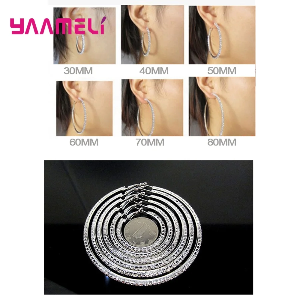 

Latest New Earrings for Women Ladies Brilliant 925 Sterling Silver AAA Cubic Zircon Full Rhinestone Jewelry 3-8mm 4 Pairs Mixed