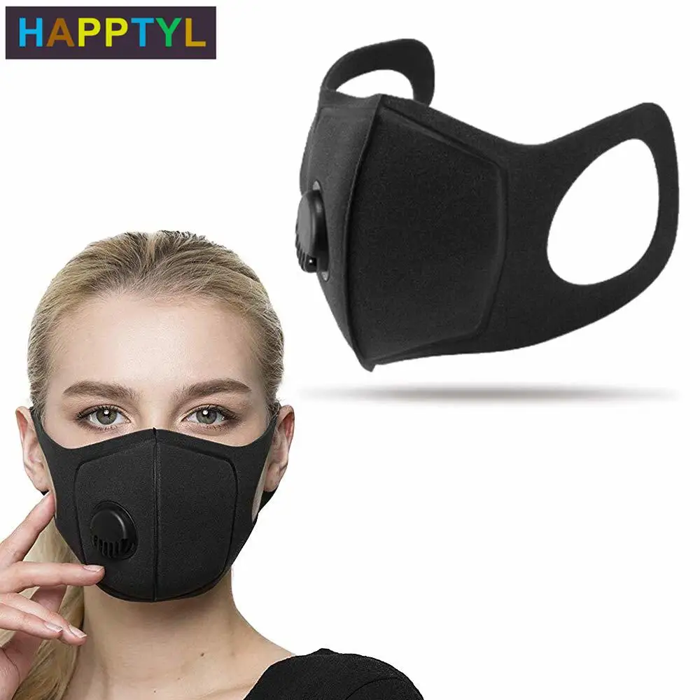 HAPPTYL 1 шт маски из губки с дыхательным клапаном моющаяся двухслойная