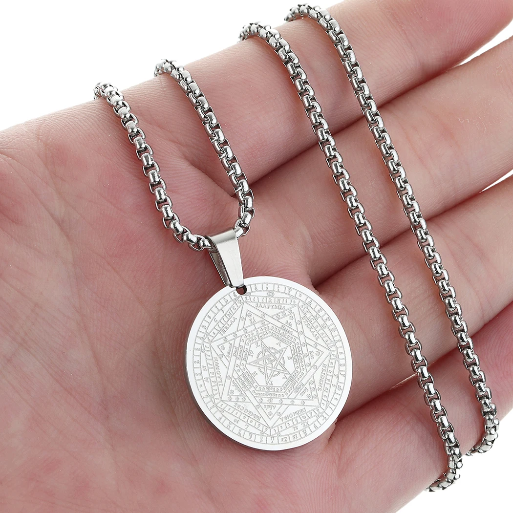 

2022Now necklace Vintage Stainless Steel The Seal of The Seven Archangels Pendants God Circle Charm Choker Jewelry collar