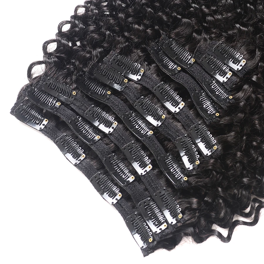 Волосы для наращивания Re4U кудрявые на зажимах невидимые корейские 120-240 г