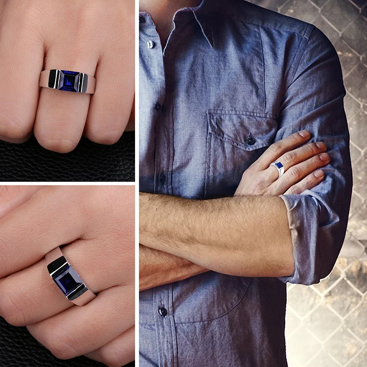 Jewelrypalace Для мужчин площади 3.3ct создан синий сапфир Обручение кольцо Твердые 925 Щепка Новая акция человек кольцо