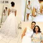 Свадебные платья 2 в 1 E JUE SHUNG со съемным ярким рукавом и кружевом