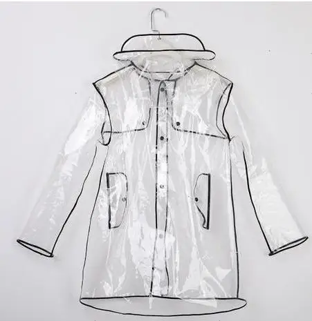 Плащ-дождевик из ЭВА прозрачный мягкий с цветной окантовкой для выступлений игр