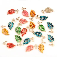 2010mm 10pcslot zinc alloy drop oil leaves shape charms pendant for diy jewelry earrings accessories