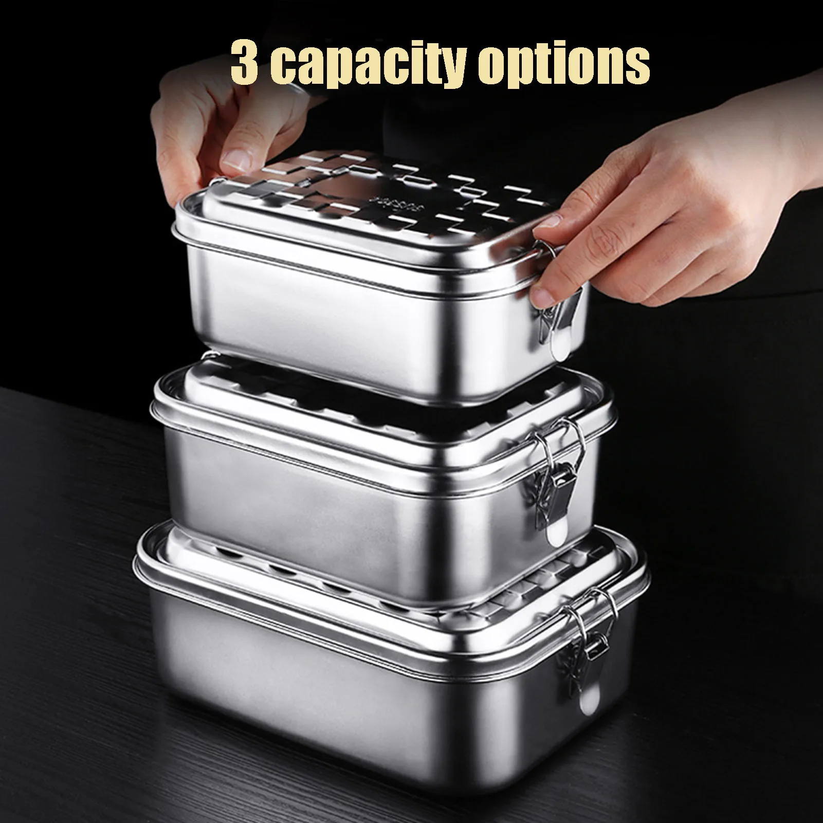 

1000/1500/1900ML Lunch Box Food Grade 304 Stainless Steel Anti-leak Bento Box Strong Tightness For Storing Various Fruits Snacks