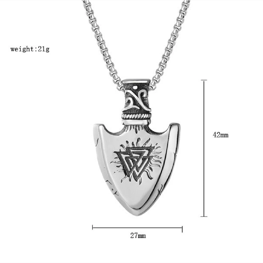 Ожерелье из нержавеющей стали для мужчин Двусторонняя подвеска-копье с компасом