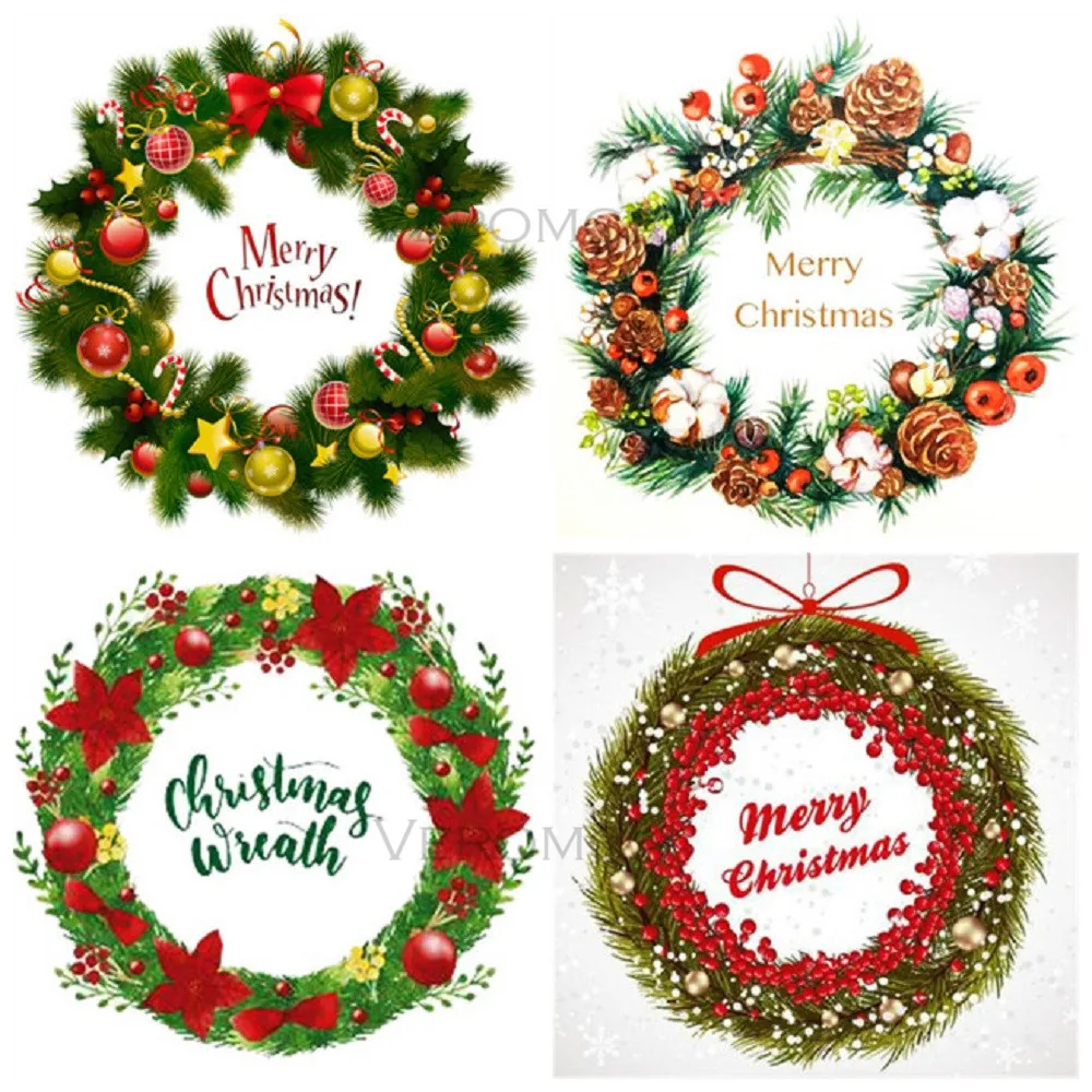 

Diamond Embroidery Painting Merry Christmas Wreath Cartoon Cross Stitch Kit Mosaic Needlework Handmade Gift for Door Home Decor