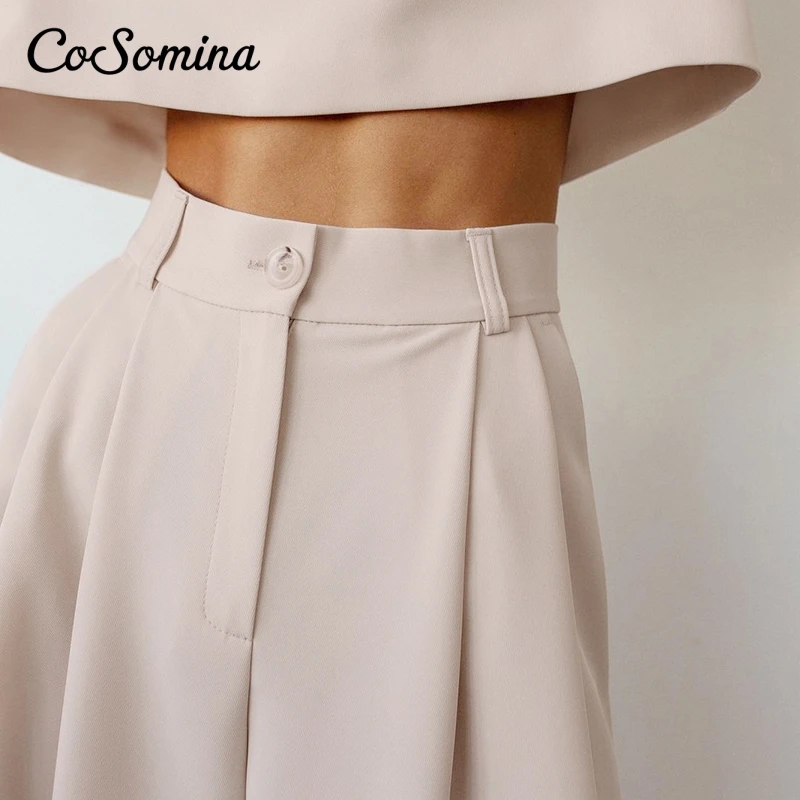 CoSomina Casual Two Pieces Women Suit Sets Wide Leg Pants And Tops Female Spring Suits High Street Ladies Tops And Pants 2021