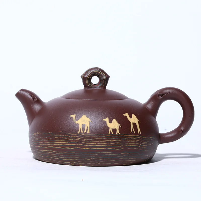 

Yixing famous handmade desert camel purple clay teapot raw ore purple clay hand painted tea set gift