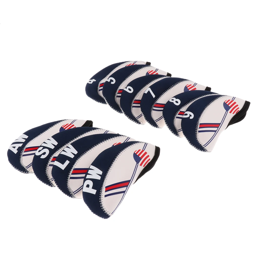 

10Pcs Neoprene Golf Club Iron Head Covers Set Pattern
