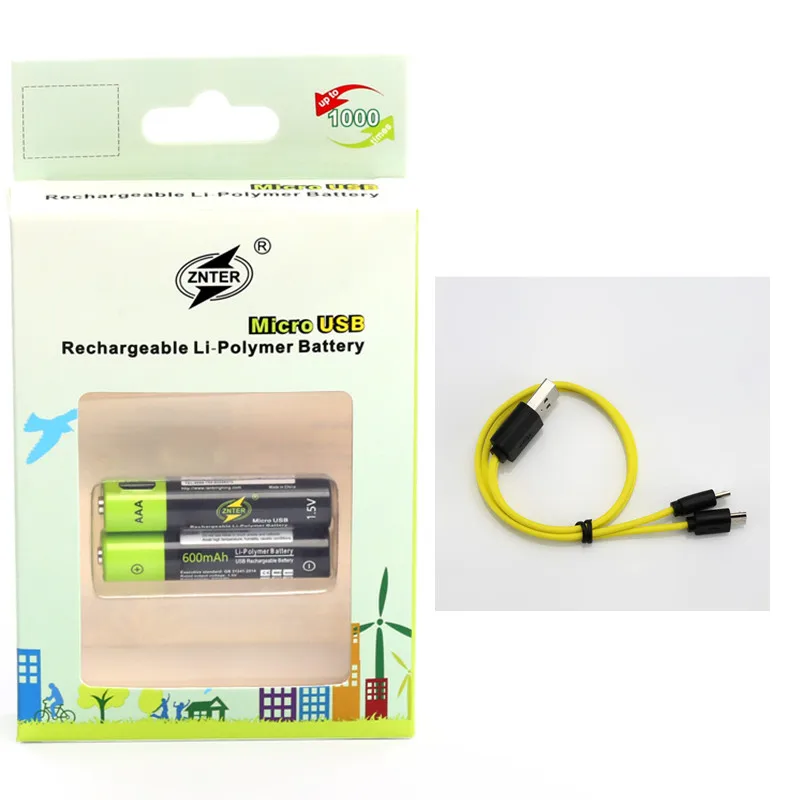 2x600mah vs usbcable ZNTER 4 шт Mirco USB аккумуляторная батарея AAA Батарея 600mAh AAA 1,5 V игрушки пульт дистанционного управления батареи литий-полимерная батарея - Цвет: 2x600mah vs usbcable