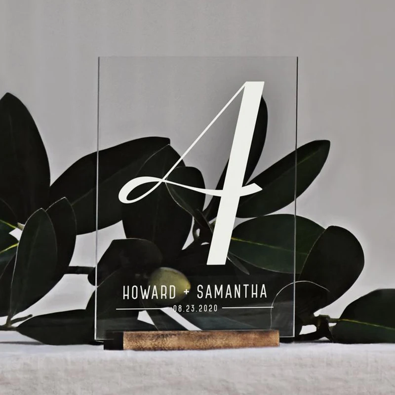 Персонализированные венок номера свадебных столов прозрачный акрил свадьба