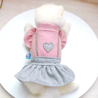 pink rabbit ears dog apparel girl gray love pet outfit winter warm clothes for small puppy drop shipping costumes coat jacket