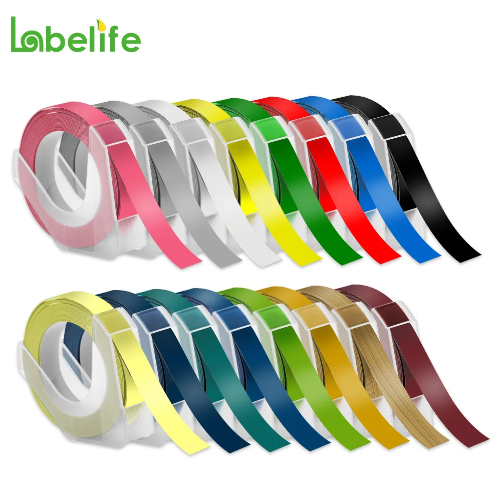 Labelife 1 ролл Dymo 3D пластиковая лента с тиснением 9/12 мм совместимая ПВХ этикеткой DYMO