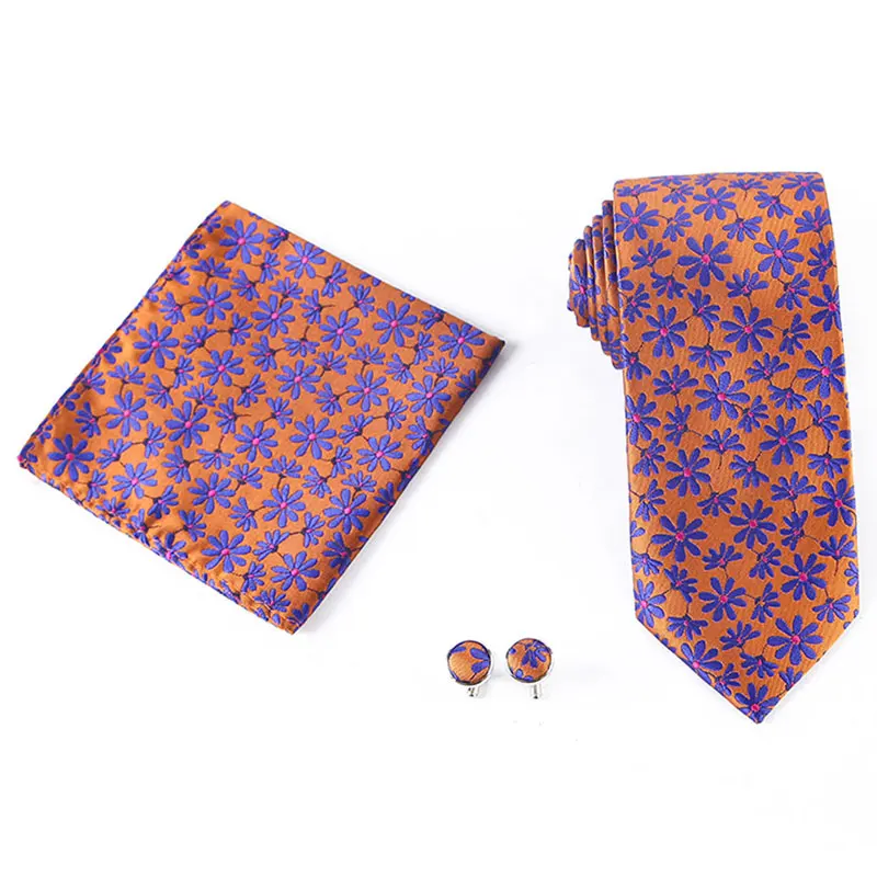 YISHLINE NECK TIE &amp HANDKERCHIEF CUFFLINK SET PLAID STRIPED FLORAL JACQUARD TIES POCKET SQUARE FOR MAN WEDDING BRIDEGROOM | Аксессуары